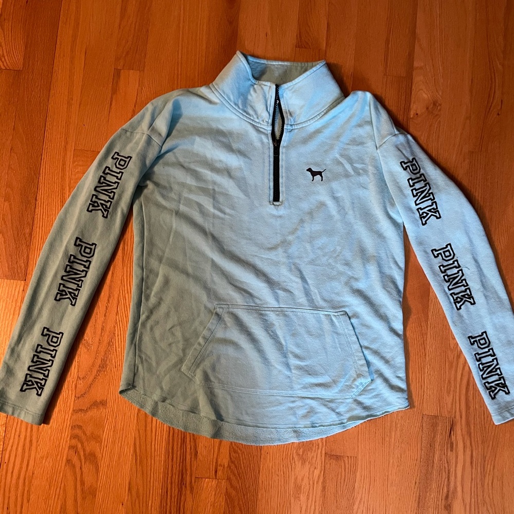 PINK 3/4 zip sweatshirt Aqua